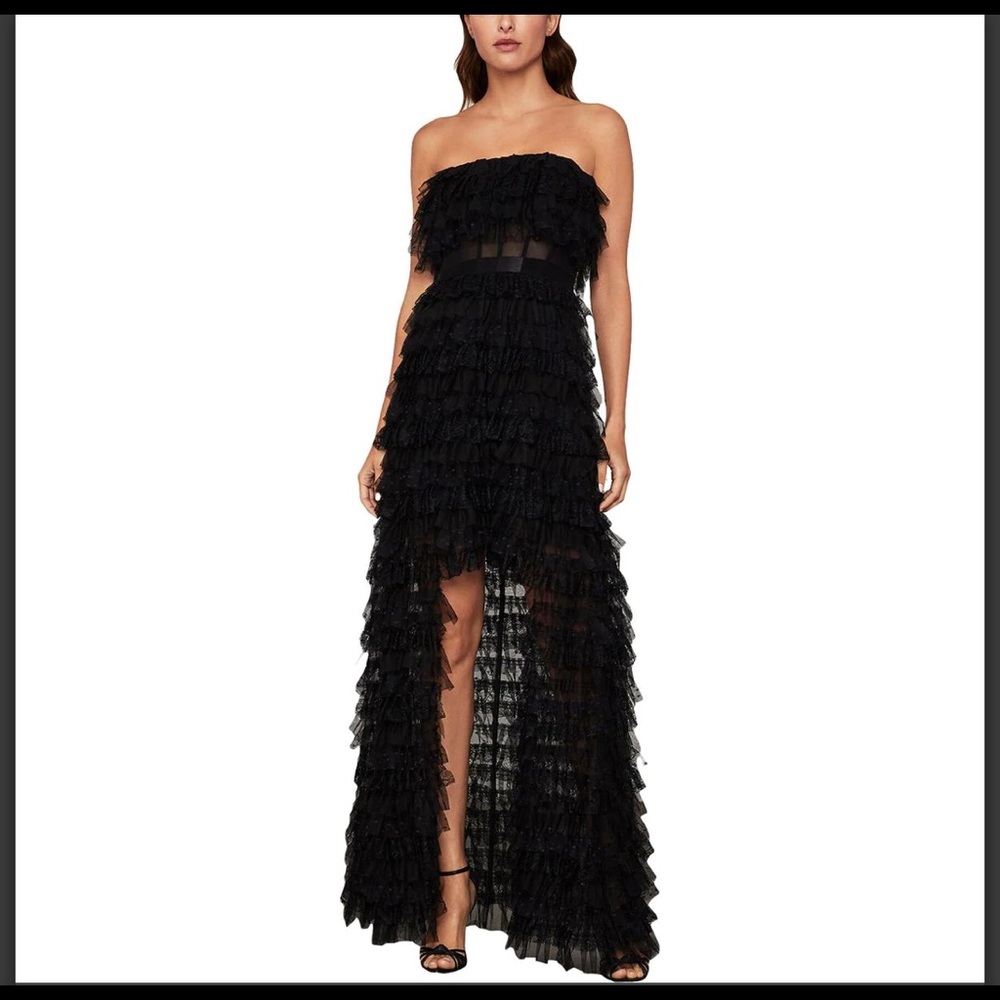 OFF-THE-SHOULDER LACE RUFFLE EVENING DRESS - Picture 2 of 2